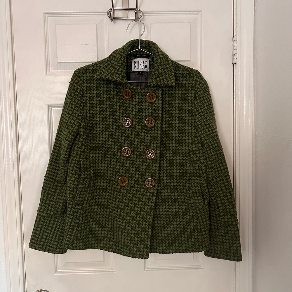 Bill Blasd green plaid coat